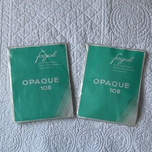 Fogal 2 Pairs Opaque 108 Hosiery Thighs Pantyhose Grey Medium NEW